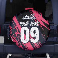 Custom Extreme Motocross Pink Spare Tire Cover with Bold Tire Track Graphics - Wonder Print Shop
