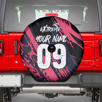 Custom Extreme Motocross Pink Spare Tire Cover with Bold Tire Track Graphics - Wonder Print Shop