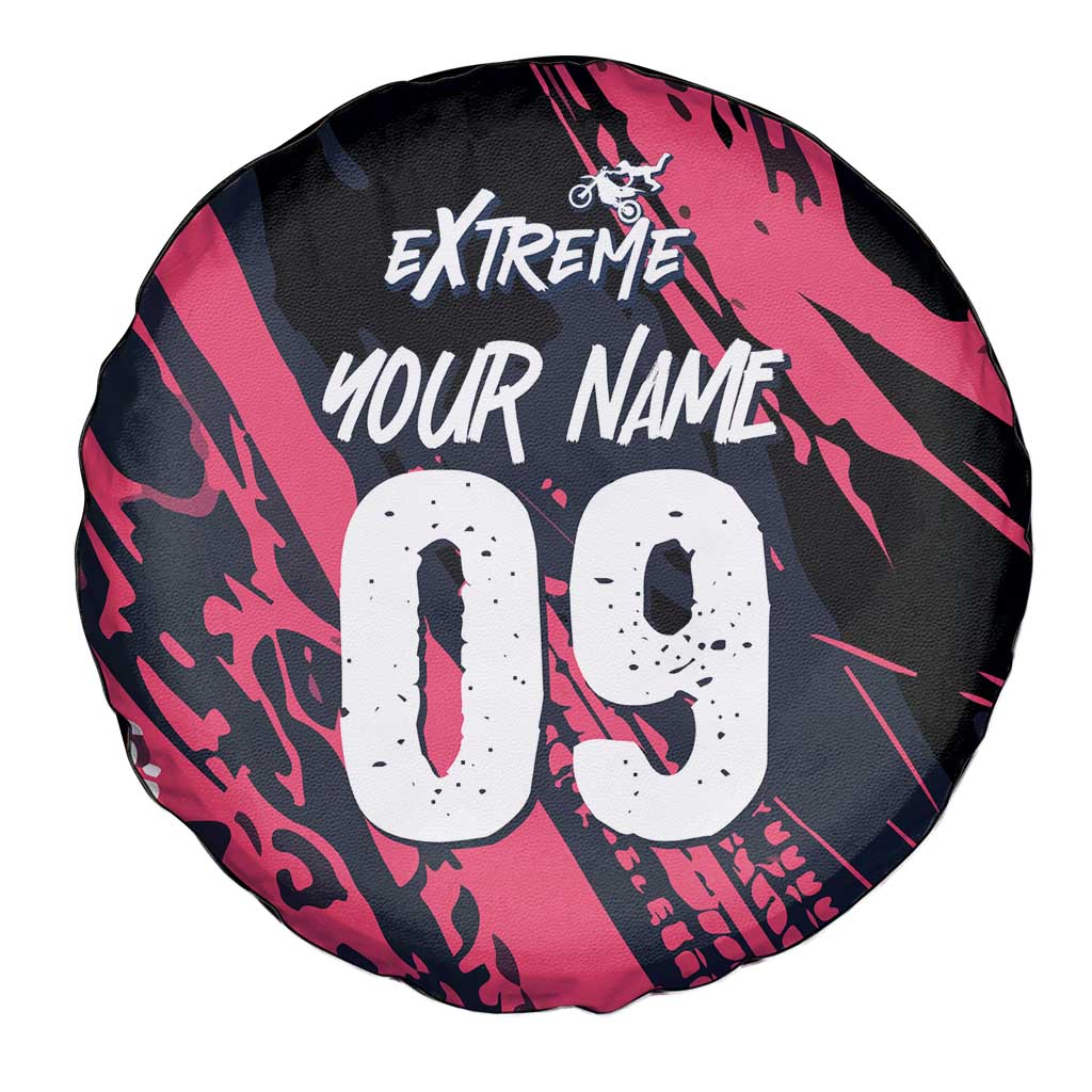 Custom Extreme Motocross Pink Spare Tire Cover with Bold Tire Track Graphics - Wonder Print Shop