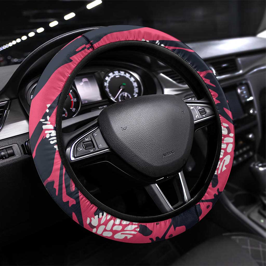 Extreme Motocross Pink Steering Wheel Cover with Bold Tire Track Graphics - Wonder Print Shop