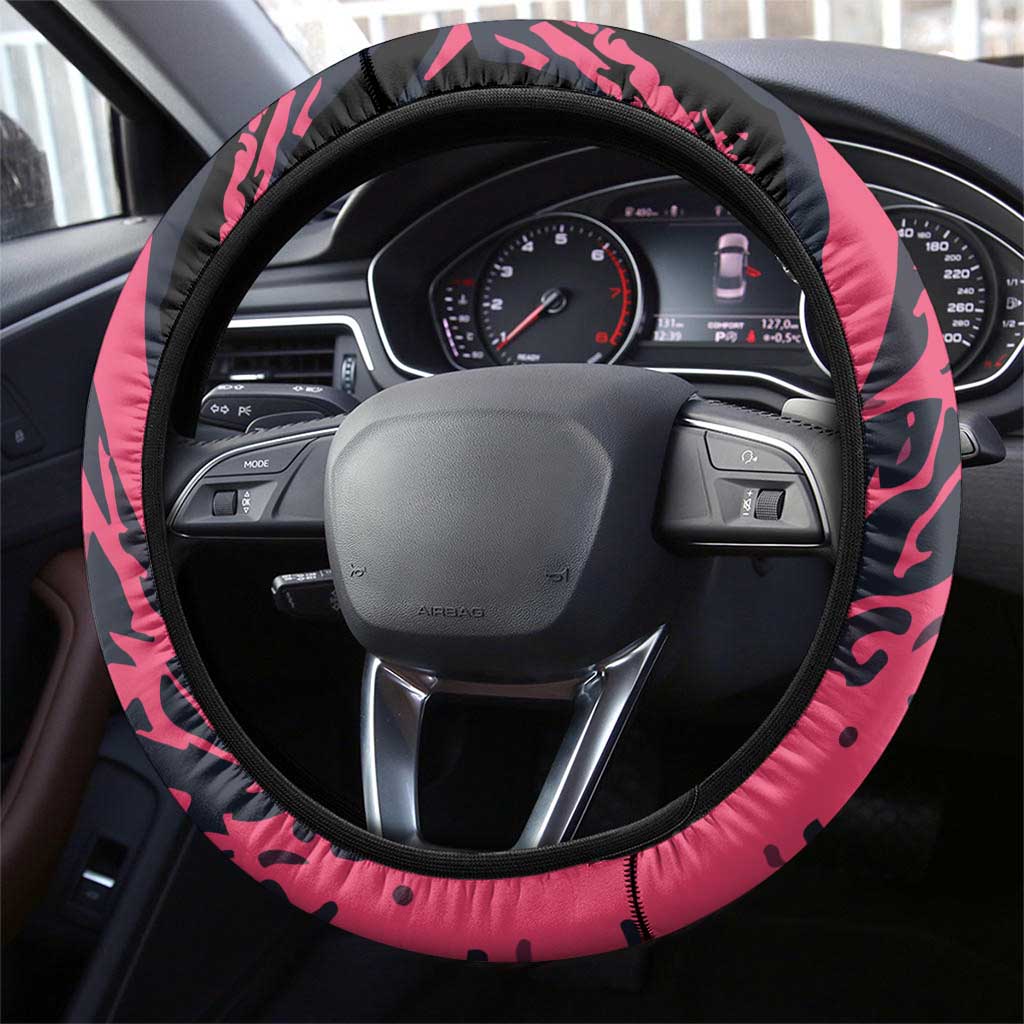 Extreme Motocross Pink Steering Wheel Cover with Bold Tire Track Graphics - Wonder Print Shop
