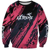 Custom Extreme Motocross Pink Sweatshirt with Bold Tire Track Graphics - Wonder Print Shop
