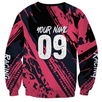 Custom Extreme Motocross Pink Sweatshirt with Bold Tire Track Graphics - Wonder Print Shop