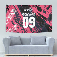 Custom Extreme Motocross Pink Tapestry with Bold Tire Track Graphics - Wonder Print Shop