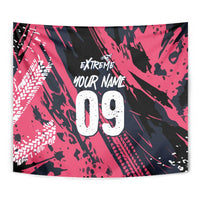 Custom Extreme Motocross Pink Tapestry with Bold Tire Track Graphics - Wonder Print Shop