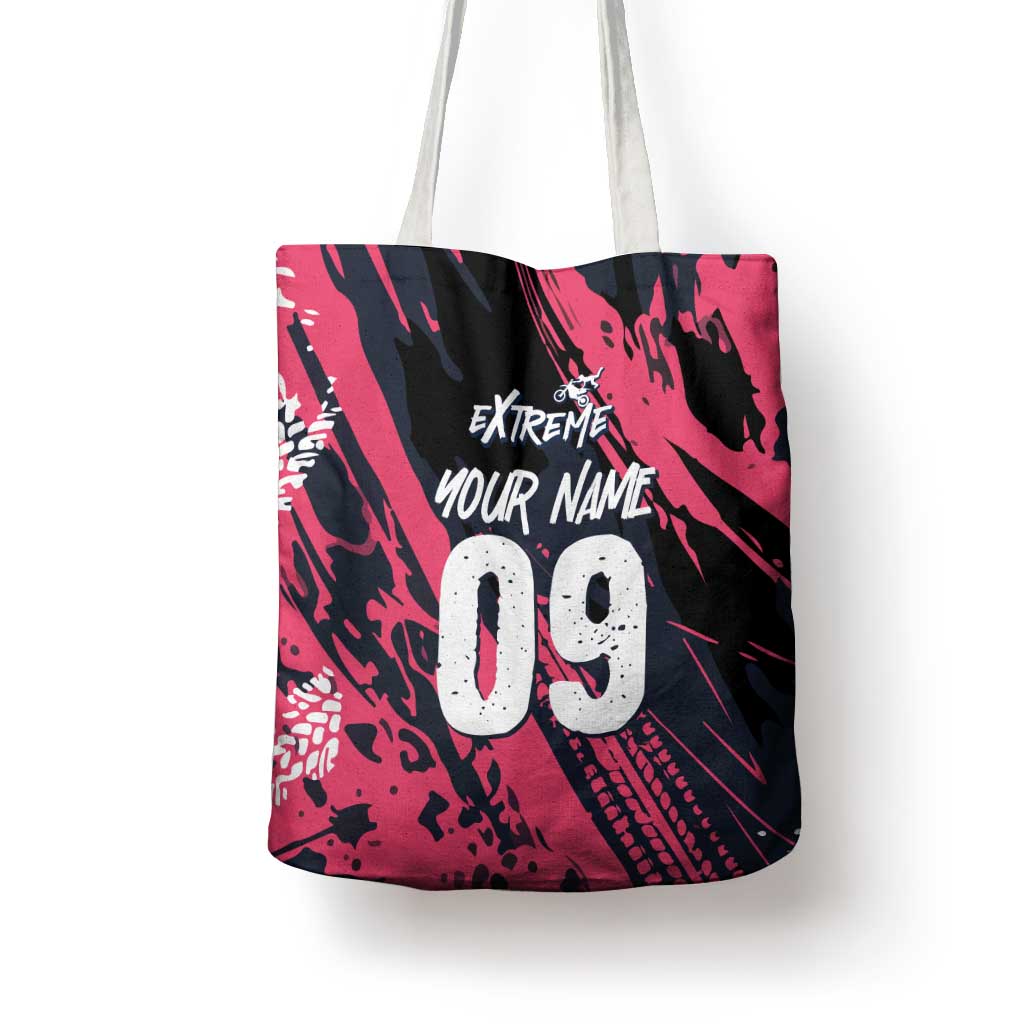 Custom Extreme Motocross Pink Tote Bag with Bold Tire Track Graphics - Wonder Print Shop