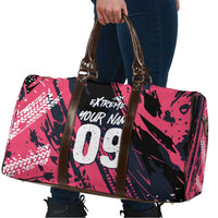 Custom Extreme Motocross Pink Travel Bag with Bold Tire Track Graphics - Wonder Print Shop