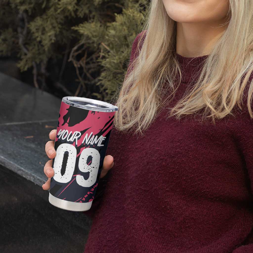 Custom Extreme Motocross Pink Tumbler Cup with Bold Tire Track Graphics - Wonder Print Shop