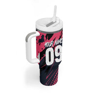 Custom Extreme Motocross Pink Tumbler With Handle with Bold Tire Track Graphics - Wonder Print Shop