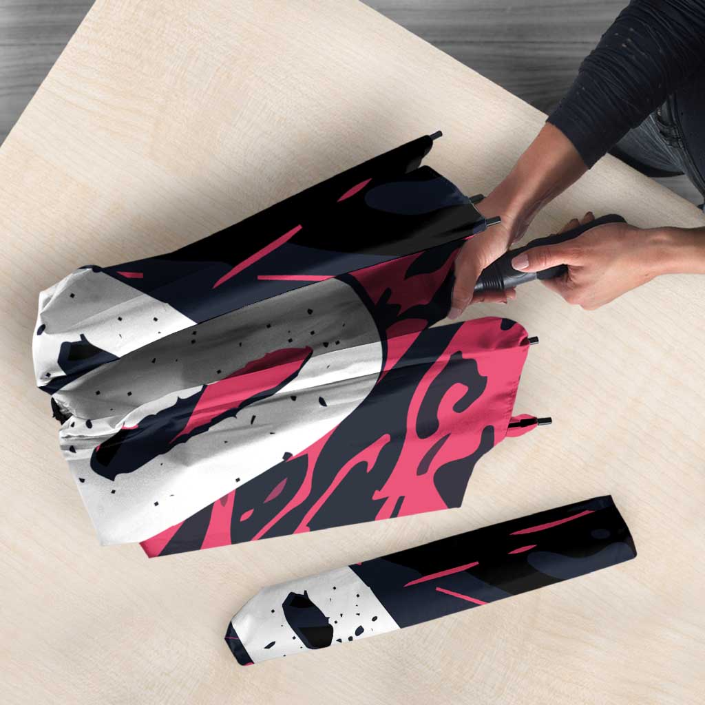 Custom Extreme Motocross Pink Umbrella with Bold Tire Track Graphics - Wonder Print Shop