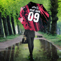 Custom Extreme Motocross Pink Umbrella with Bold Tire Track Graphics - Wonder Print Shop