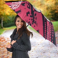 Custom Extreme Motocross Pink Umbrella with Bold Tire Track Graphics - Wonder Print Shop
