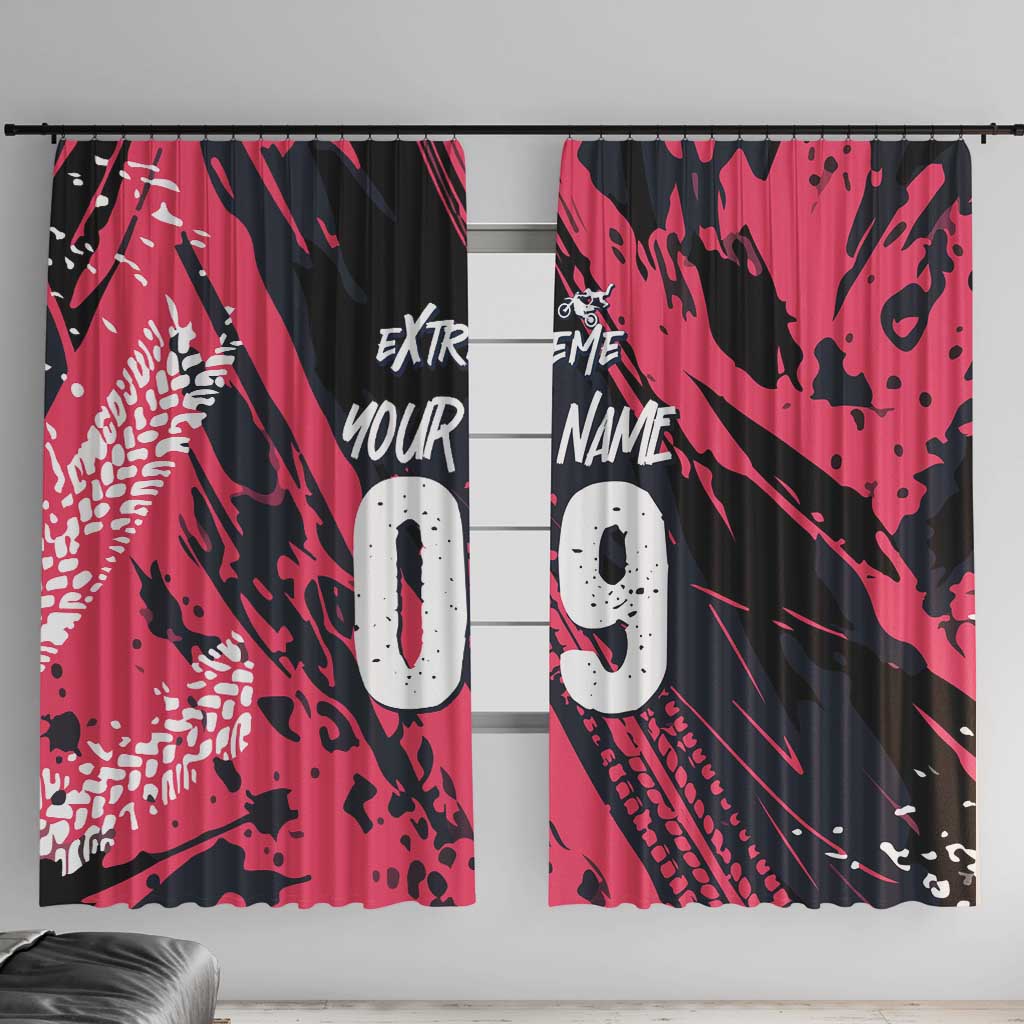 Custom Extreme Motocross Pink Window Curtain with Bold Tire Track Graphics - Wonder Print Shop