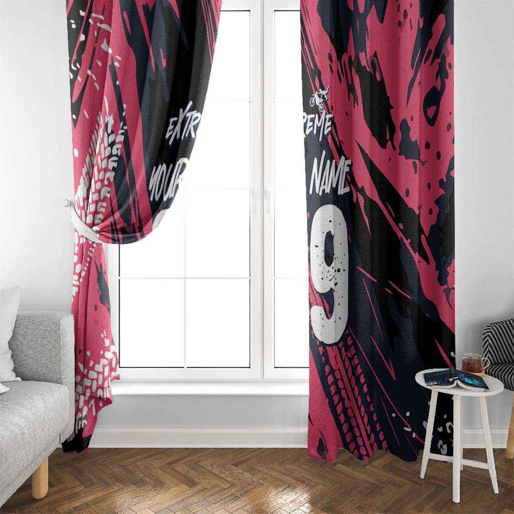 Custom Extreme Motocross Pink Window Curtain with Bold Tire Track Graphics - Wonder Print Shop