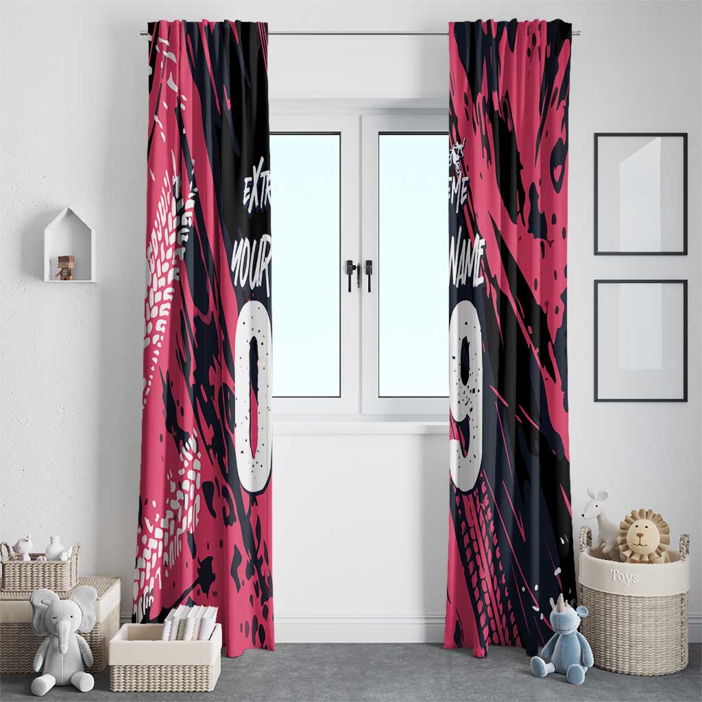 Custom Extreme Motocross Pink Window Curtain with Bold Tire Track Graphics - Wonder Print Shop