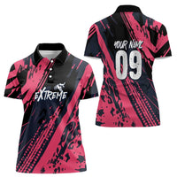Custom Extreme Motocross Pink Women Polo Shirt with Bold Tire Track Graphics - Wonder Print Shop