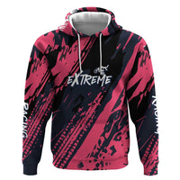 Custom Extreme Motocross Pink Zip Hoodie with Bold Tire Track Graphics - Wonder Print Shop