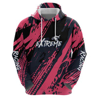 Custom Extreme Motocross Pink Zip Hoodie with Bold Tire Track Graphics - Wonder Print Shop
