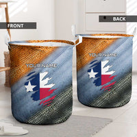 Custom Texas Flag Laundry Basket with Ripped Effect and Fish Scale Pattern - Wonder Print Shop