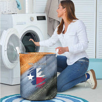 Custom Texas Flag Laundry Basket with Ripped Effect and Fish Scale Pattern - Wonder Print Shop