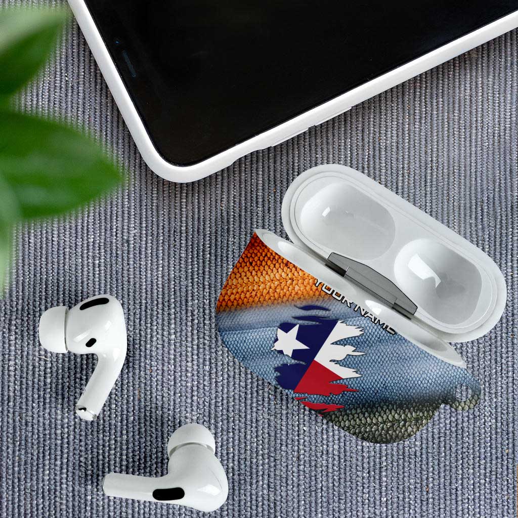 Custom Texas Flag AirPods Case with Ripped Effect and Fish Scale Pattern - Wonder Print Shop