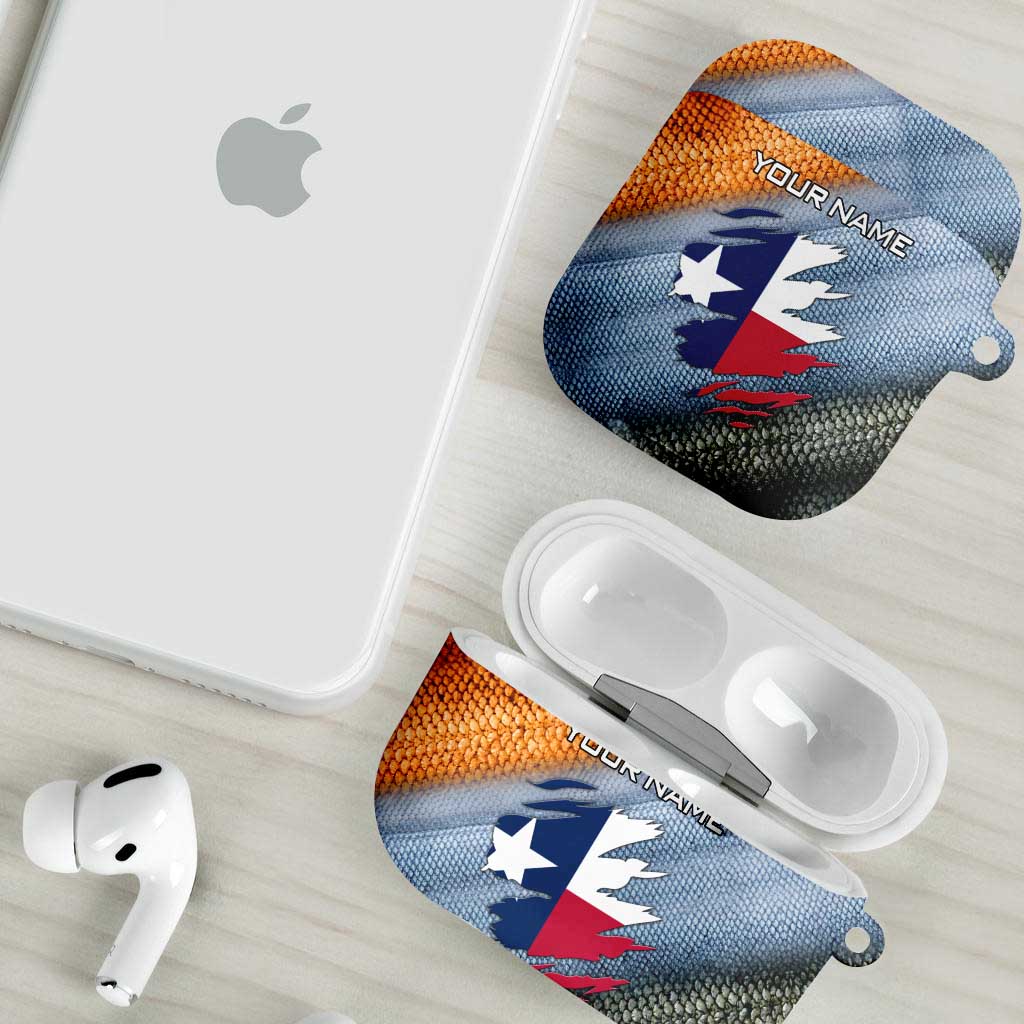 Custom Texas Flag AirPods Case with Ripped Effect and Fish Scale Pattern - Wonder Print Shop