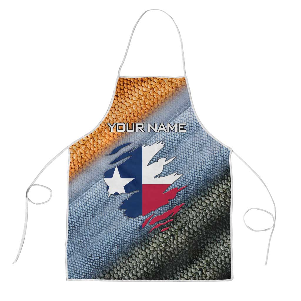 Custom Texas Flag Apron with Ripped Effect and Fish Scale Pattern - Wonder Print Shop