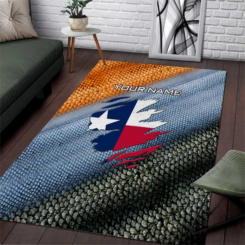 Custom Texas Flag Area Rug with Ripped Effect and Fish Scale Pattern - Wonder Print Shop