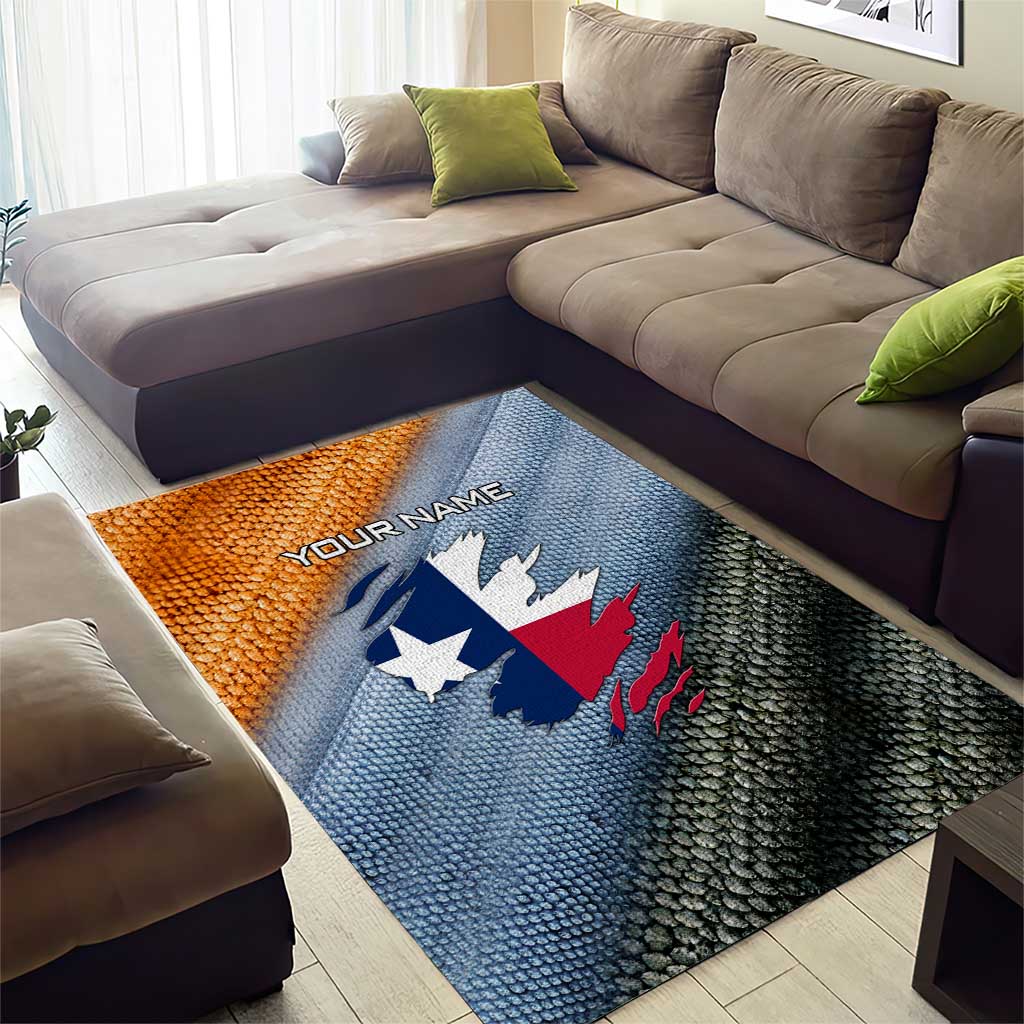 Custom Texas Flag Area Rug with Ripped Effect and Fish Scale Pattern - Wonder Print Shop