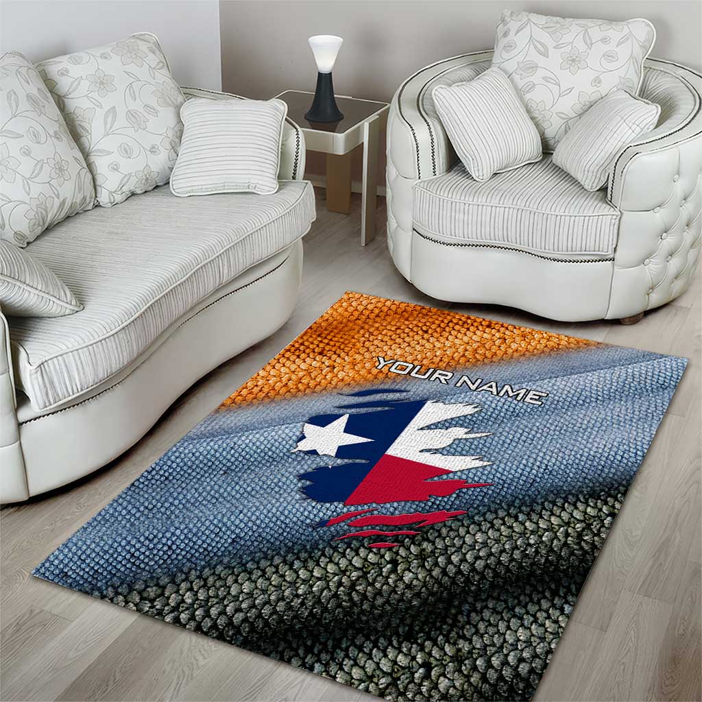 Custom Texas Flag Area Rug with Ripped Effect and Fish Scale Pattern - Wonder Print Shop