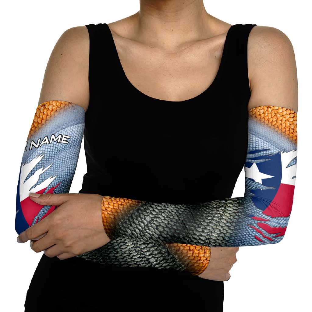 Custom Texas Flag Arm Sleeves with Ripped Effect and Fish Scale Pattern - Wonder Print Shop