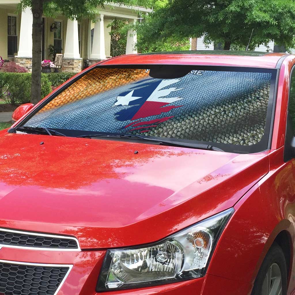 Custom Texas Flag Auto Sun Shade with Ripped Effect and Fish Scale Pattern - Wonder Print Shop
