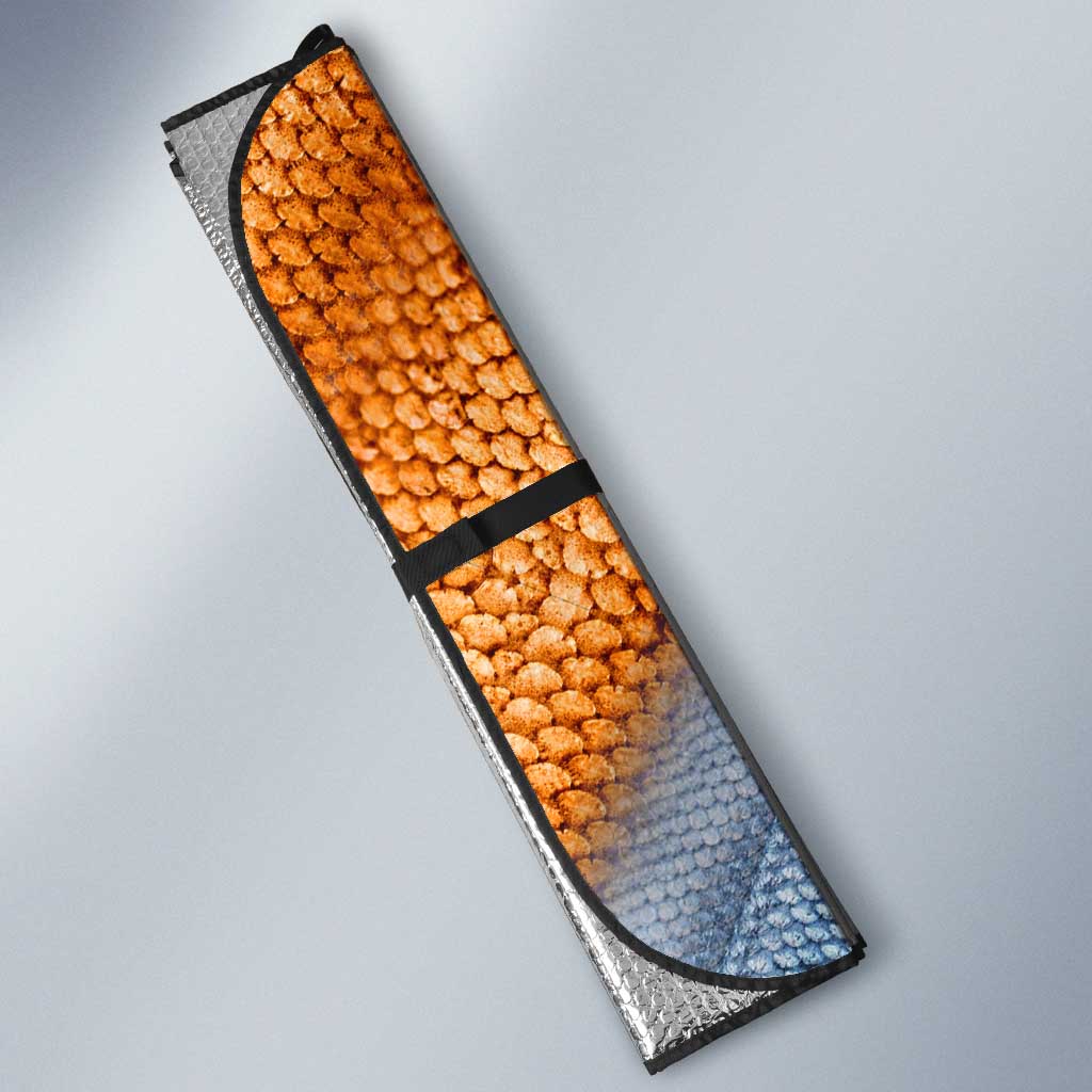 Custom Texas Flag Auto Sun Shade with Ripped Effect and Fish Scale Pattern - Wonder Print Shop