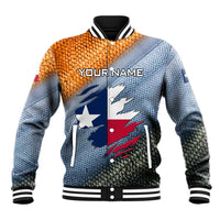 Custom Texas Flag Baseball Jacket with Ripped Effect and Fish Scale Pattern - Wonder Print Shop