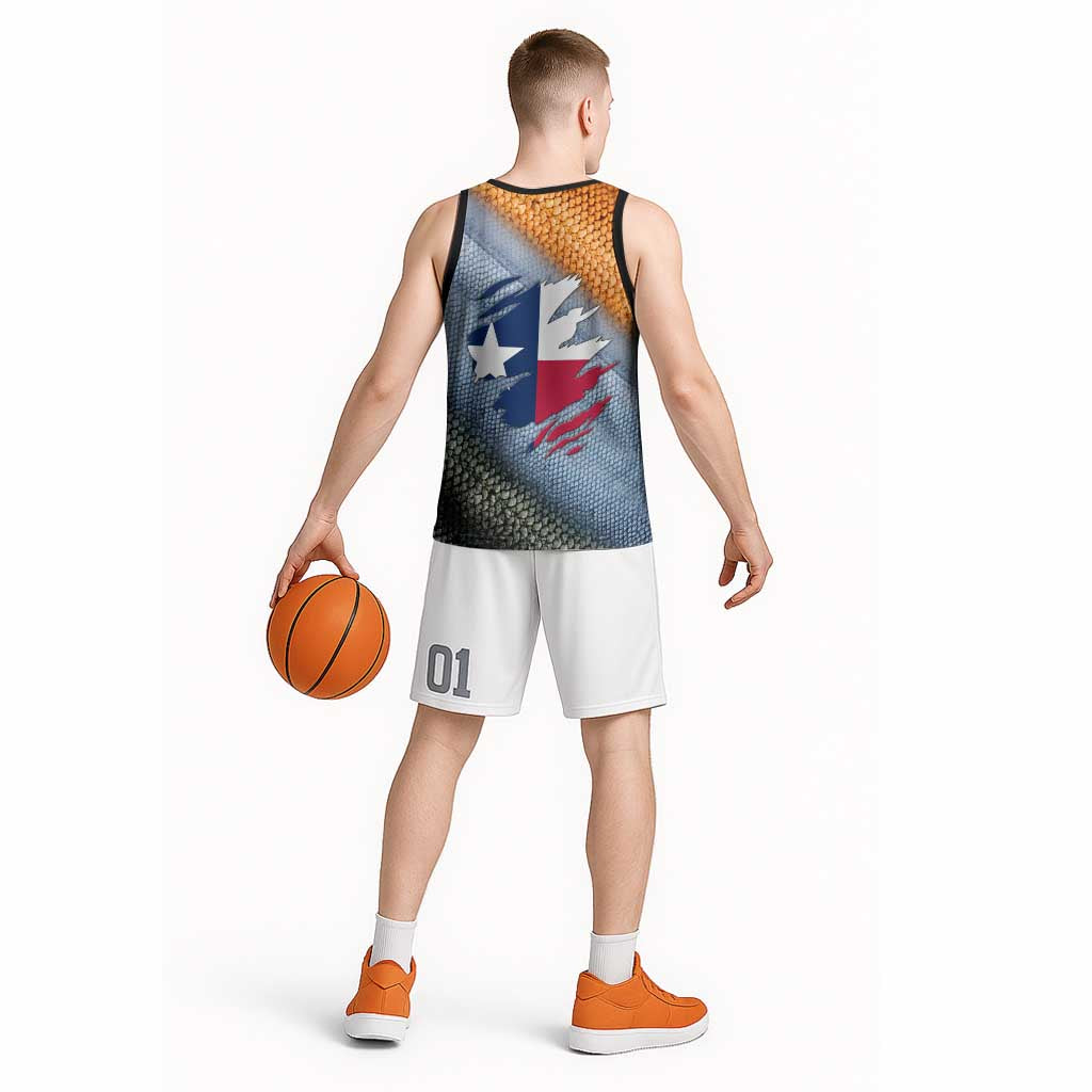 Custom Texas Flag Basketball Jersey with Ripped Effect and Fish Scale Pattern - Wonder Print Shop