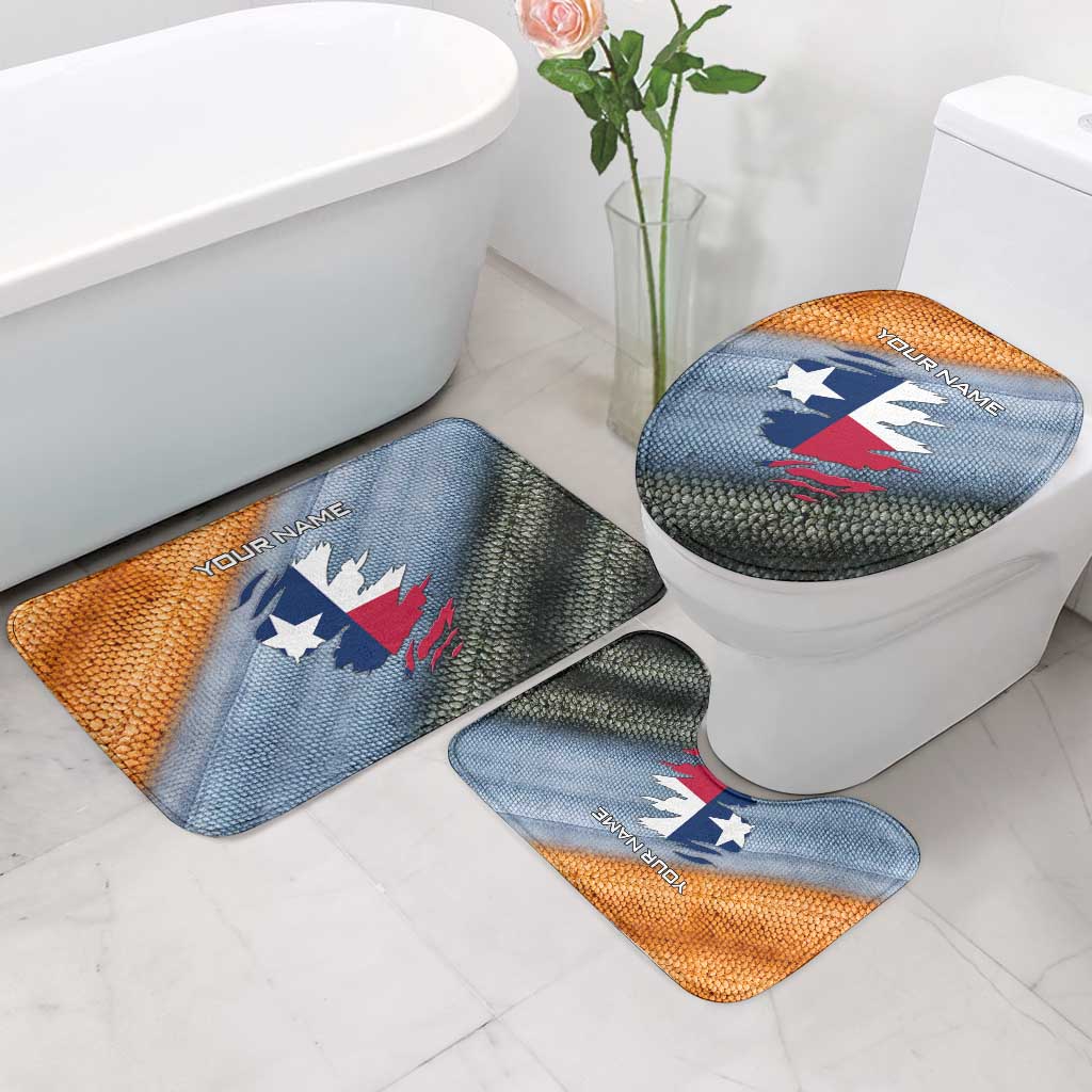 Custom Texas Flag Bathroom Set with Ripped Effect and Fish Scale Pattern - Wonder Print Shop