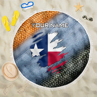 Custom Texas Flag Beach Blanket with Ripped Effect and Fish Scale Pattern - Wonder Print Shop