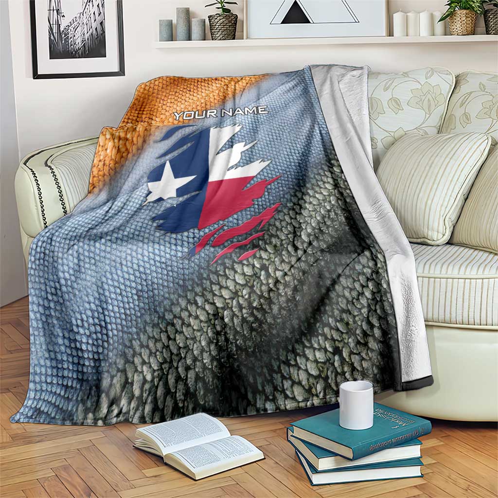 Custom Texas Flag Blanket with Ripped Effect and Fish Scale Pattern - Wonder Print Shop