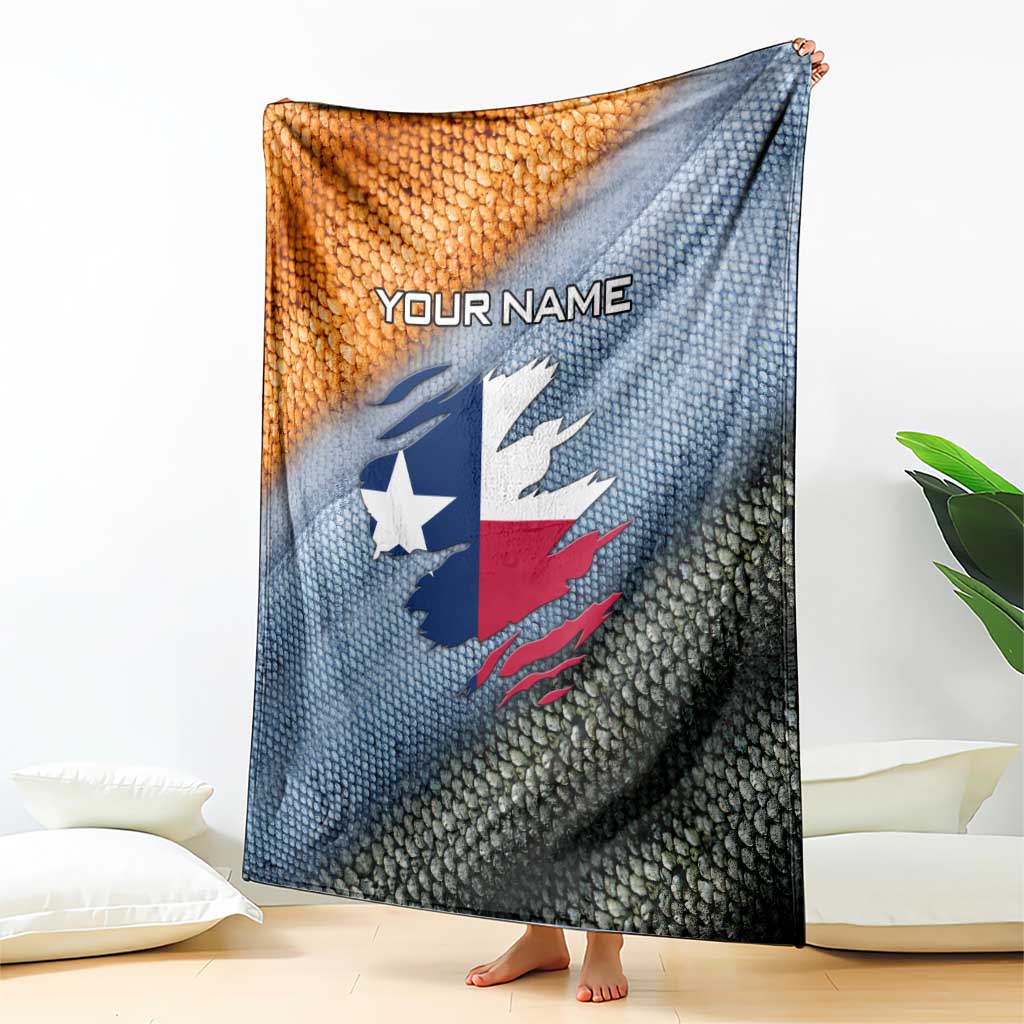 Custom Texas Flag Blanket with Ripped Effect and Fish Scale Pattern - Wonder Print Shop
