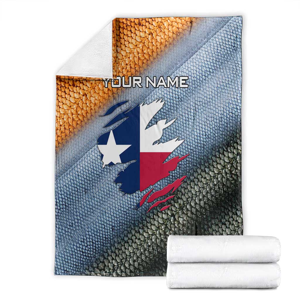 Custom Texas Flag Blanket with Ripped Effect and Fish Scale Pattern - Wonder Print Shop