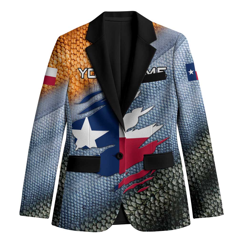 Custom Texas Flag Blazer with Ripped Effect and Fish Scale Pattern - Wonder Print Shop