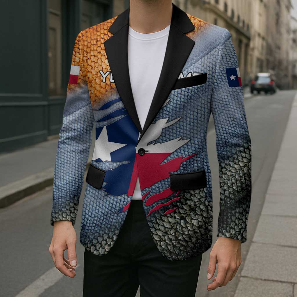 Custom Texas Flag Blazer with Ripped Effect and Fish Scale Pattern - Wonder Print Shop