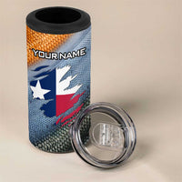 Custom Texas Flag 4 in 1 Can Cooler Tumbler with Ripped Effect and Fish Scale Pattern - Wonder Print Shop