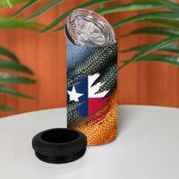 Custom Texas Flag 4 in 1 Can Cooler Tumbler with Ripped Effect and Fish Scale Pattern - Wonder Print Shop