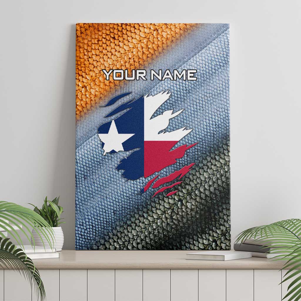 Custom Texas Flag Canvas Wall Art with Ripped Effect and Fish Scale Pattern - Wonder Print Shop
