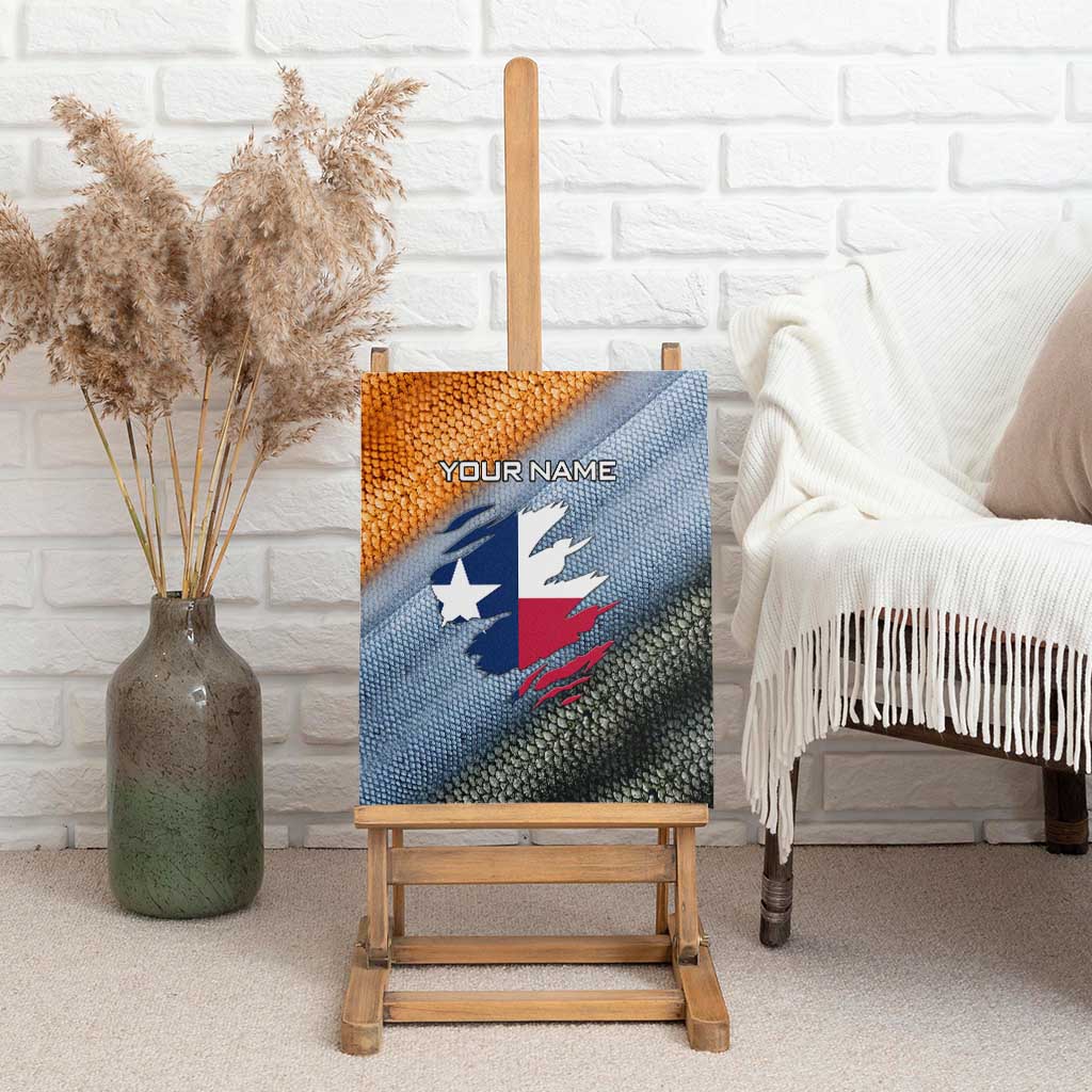 Custom Texas Flag Canvas Wall Art with Ripped Effect and Fish Scale Pattern - Wonder Print Shop