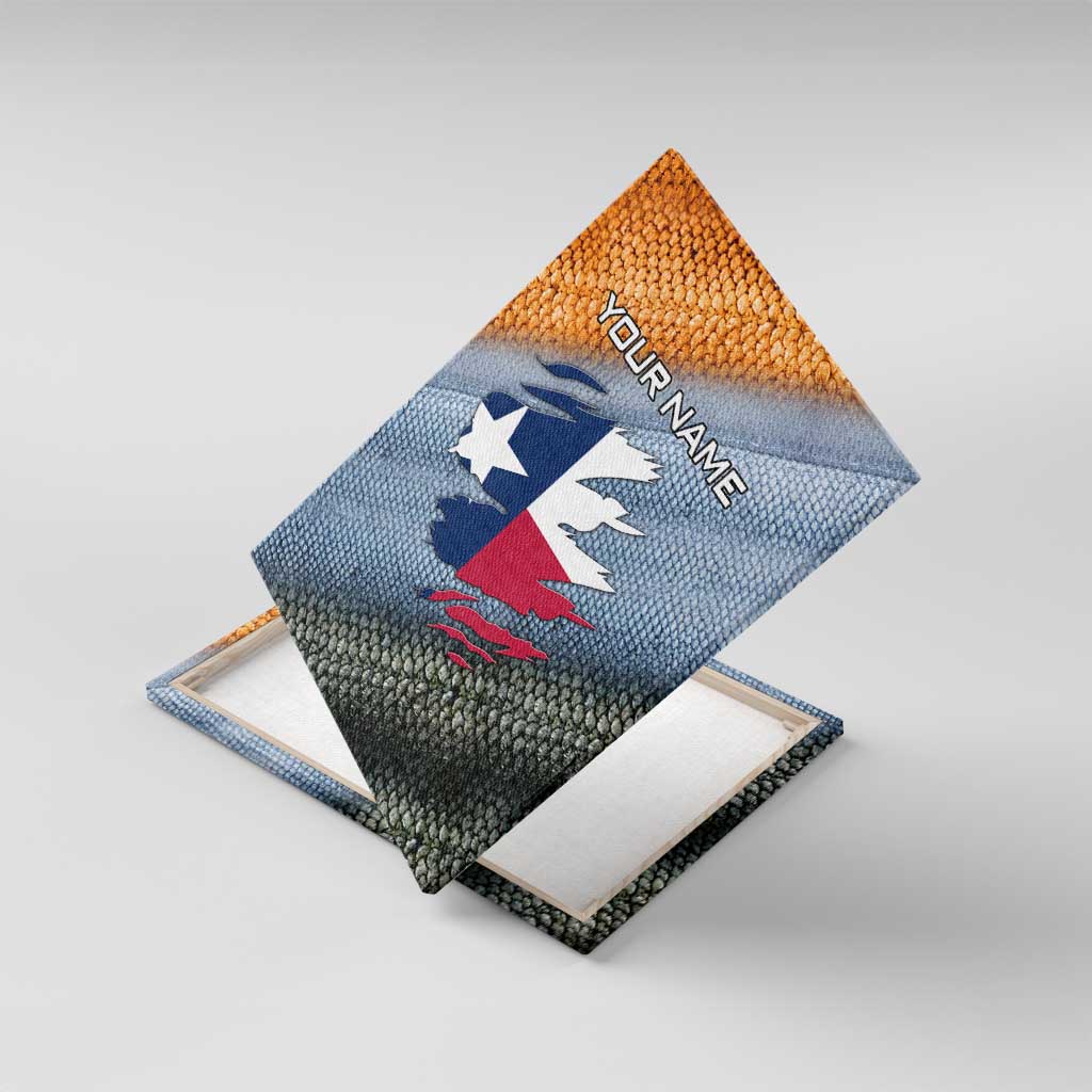 Custom Texas Flag Canvas Wall Art with Ripped Effect and Fish Scale Pattern - Wonder Print Shop