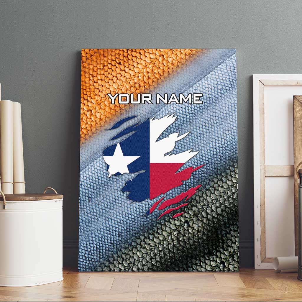 Custom Texas Flag Canvas Wall Art with Ripped Effect and Fish Scale Pattern - Wonder Print Shop