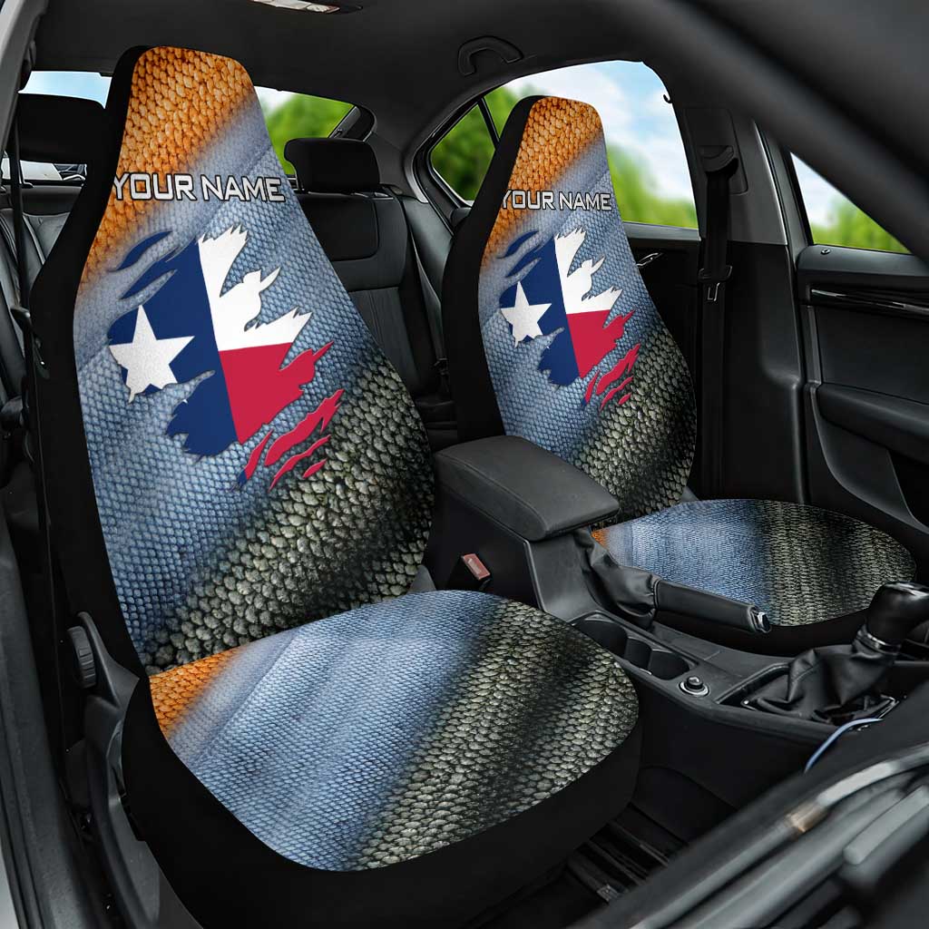 Custom Texas Flag Car Seat Cover with Ripped Effect and Fish Scale Pattern - Wonder Print Shop