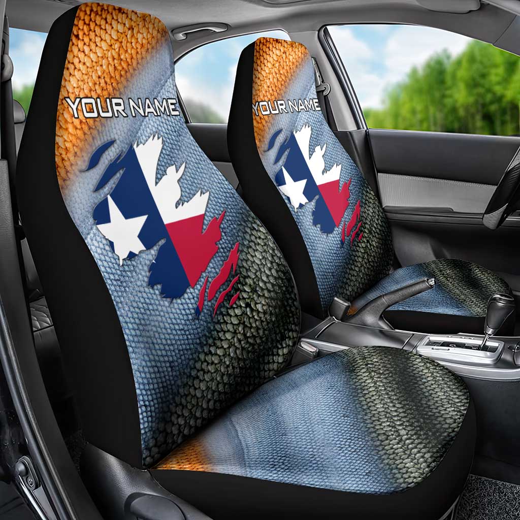 Custom Texas Flag Car Seat Cover with Ripped Effect and Fish Scale Pattern - Wonder Print Shop